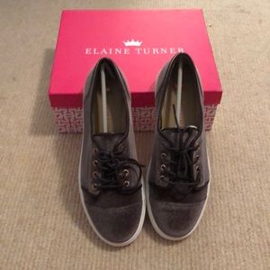 Elaine Turner Maddie Taupe Velvet Sneakers